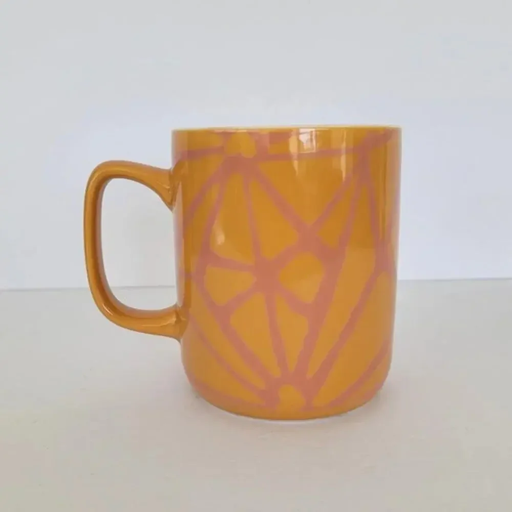 Starbucks 2021 Retro Geometric Ceramic Mug Orange Pink 15 oz Coffee Tea Cup